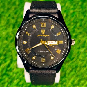 Poedagar Premium Black Watch - Day & Date Display